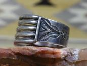 【UITA22】Vtg Navajo Stamped Split Band Cuff in Silver c.1945～