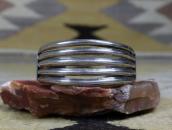 【UITA22】Vtg Navajo Stamped Split Band Cuff in Silver c.1945～