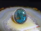 Vtg Navajo Split Shank Ring w/Gem Quality Turquoise c.1950～