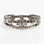 【Arrow Novelty】Atq Thunderbird/Horse Coin Silver Cuff c.1930