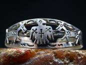 【Arrow Novelty】Atq Thunderbird/Horse Coin Silver Cuff c.1930