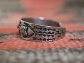 Atq 卍 Arrow  Applique & Stamped CoinSilver Cuff w/TQ  c.1930