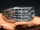 Atq 卍 Arrow  Applique & Stamped CoinSilver Cuff w/TQ  c.1930