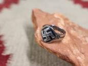 Atq Navajo Crossed Arrows Stamped 卍 Applique Slv Ring c.1930