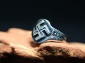 Atq Navajo Crossed Arrows Stamped 卍 Applique Slv Ring c.1930