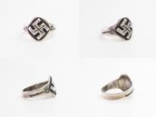 Atq Navajo Crossed Arrows Stamped 卍 Applique Slv Ring c.1930