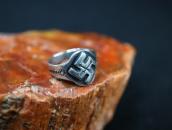 Atq Navajo Crossed Arrows Stamped 卍 Applique Slv Ring c.1930