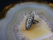 Atq 卍 Stamped T-bird Face Ingot Coin Slv Small Ring  c.1925～