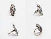 Atq 卍 Stamped T-bird Face Ingot Coin Slv Small Ring  c.1925～