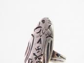 Atq 卍 Stamped T-bird Face Ingot Coin Slv Small Ring  c.1925～