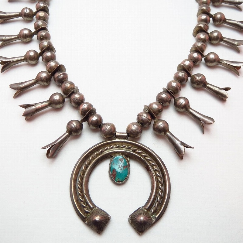 Antique Squash Blossom Necklace with Naja  c.1930