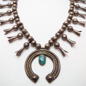 Antique Squash Blossom Necklace with Naja  c.1930
