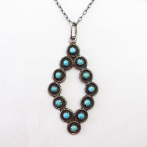 Vintage Zuni Needle Point Diamond Shape Fob Necklace c.1960～