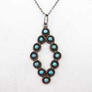 Vintage Zuni Needle Point Diamond Shape Fob Necklace c.1960～