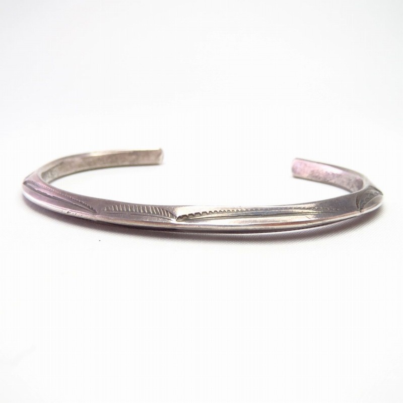 Antique Stamped IngotSilver Narrow TriangleWire Cuff c.1920～