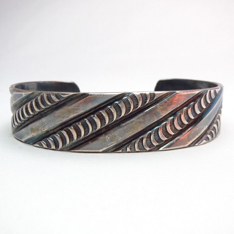 Vintage Bias Stamped Ingot Silver Cuff  c.1940～