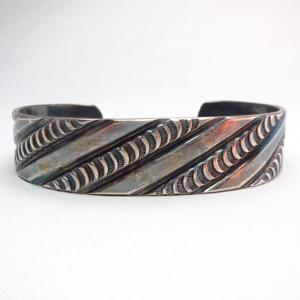 Vintage Bias Stamped Ingot Silver Cuff  c.1940～