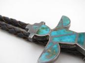 Vtg Zuni GemTurquoise Inlay Knifewing Shaped Bolo c.1950～