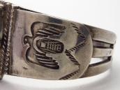 Atq Navajo T-bird Stamped Ingot Slv Cuff w/Red Jasper c.1940