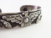 Atq T-bird & Snake Applique 卍 Stamped CoinSilver Cuff c.1925