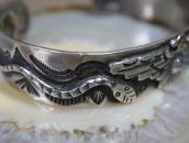 Atq T-bird & Snake Applique 卍 Stamped CoinSilver Cuff c.1925