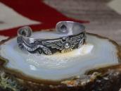 Atq T-bird & Snake Applique 卍 Stamped CoinSilver Cuff c.1925