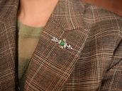 Atq 卍 Stamped Arrow & T-bird Silver Pin w/Turquoise  c.1930