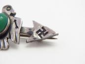 Atq 卍 Stamped Arrow & T-bird Silver Pin w/Turquoise  c.1930