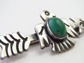 Atq 卍 Stamped Arrow & T-bird Silver Pin w/Turquoise  c.1930