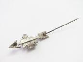 Atq 卍 Stamped Arrow & T-bird Silver Pin w/Turquoise  c.1930
