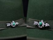 Atq 卍 Stamped Arrow & T-bird Silver Pin w/Turquoise  c.1930