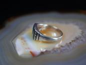 Vtg Navajo or Pueblo Sq. Turquoise Inlay Silver Ring c.1960～