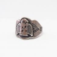 Atq Stamped Silver Thunderbird Applique Tourist Ring  c.1930