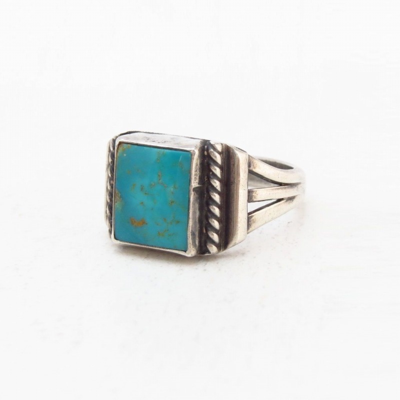 Vintage Navajo Split Shank Ring w/Blue Gem Turquoise c.1960～