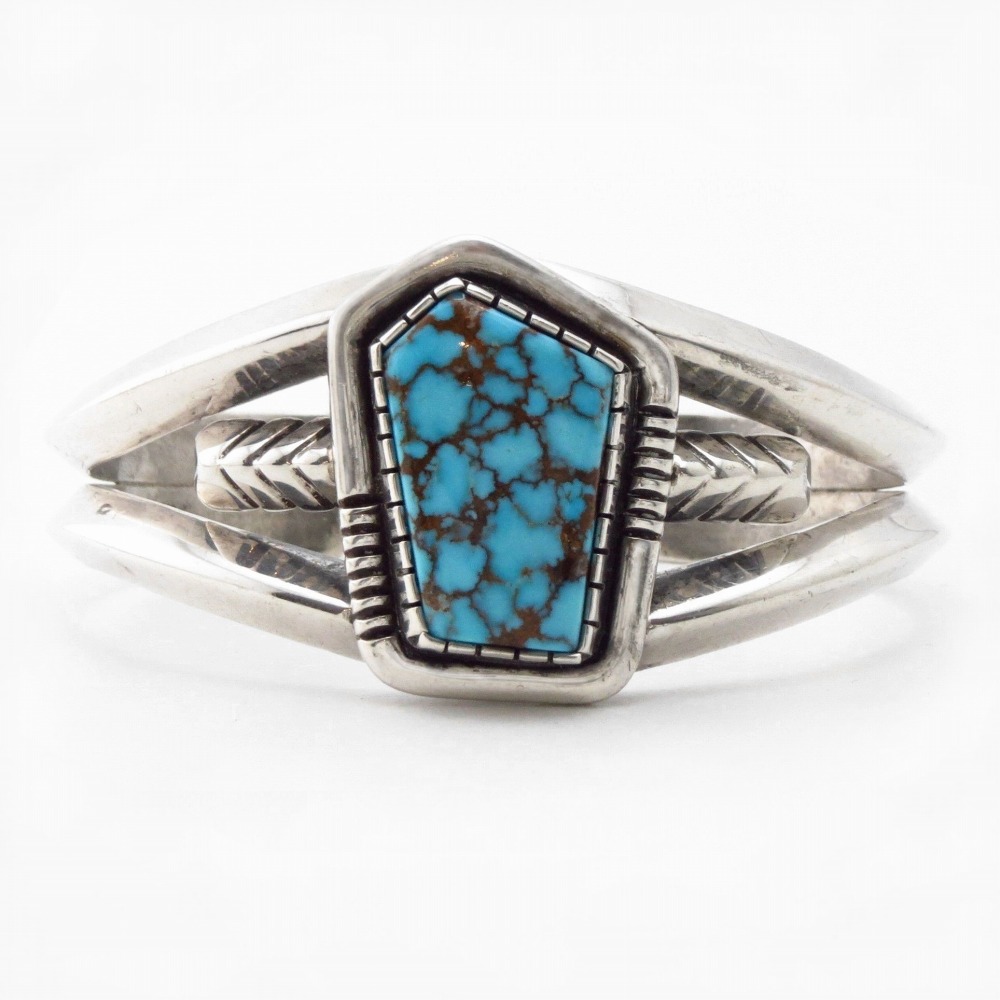 【Joe H. Quintana】Hi-Grade Nevada Blue Turquoise Cuff c.1965～