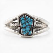 【Joe H. Quintana】Hi-Grade Nevada Blue Turquoise Cuff c.1965～