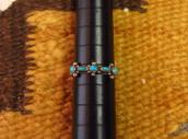 Vtg Zuni Needle Point Turquoise Narrow Silver Ring  c.1950～