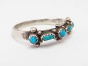 Vtg Zuni Needle Point Turquoise Narrow Silver Ring  c.1950～