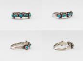 Vtg Zuni Needle Point Turquoise Narrow Silver Ring  c.1950～