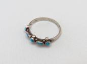 Vtg Zuni Needle Point Turquoise Narrow Silver Ring  c.1950～