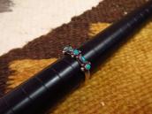 Vtg Zuni Needle Point Turquoise Narrow Silver Ring  c.1950～