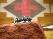 Vtg Zuni Needle Point Turquoise Narrow Silver Ring  c.1950～