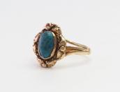 Old Navajo 14K Gold Ring w/Gem Lone Mt. Turquoise  c.1970～