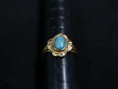 Old Navajo 14K Gold Ring w/Gem Lone Mt. Turquoise  c.1970～