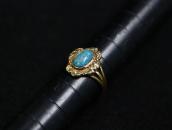 Old Navajo 14K Gold Ring w/Gem Lone Mt. Turquoise  c.1970～