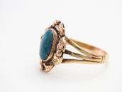 Old Navajo 14K Gold Ring w/Gem Lone Mt. Turquoise  c.1970～