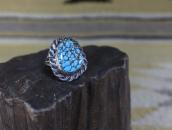 Vtg Navajo High Grade No.8 Turquoise Ring in Silver  c.1960