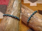 Vtg Zuni Needle Point Turquoise Narrow Cuff Bracelet c.1950～