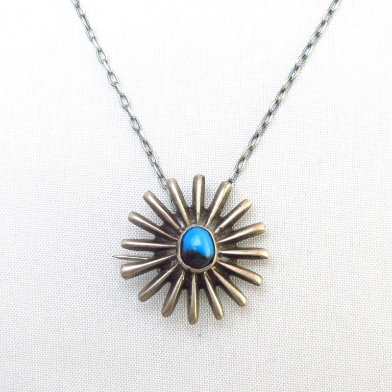 Vintage Casted Burst Shape Pin & Necklace w/Bisbee TQ c.1960