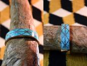 Vtg Zuni Morenci Turquoise Inlay Silver Cuff Bracelet c.1960